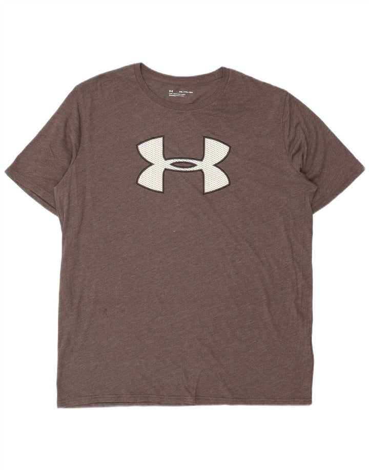 Under Armour Mens Graphic T-Shirt Top 2XL Grey Cotton