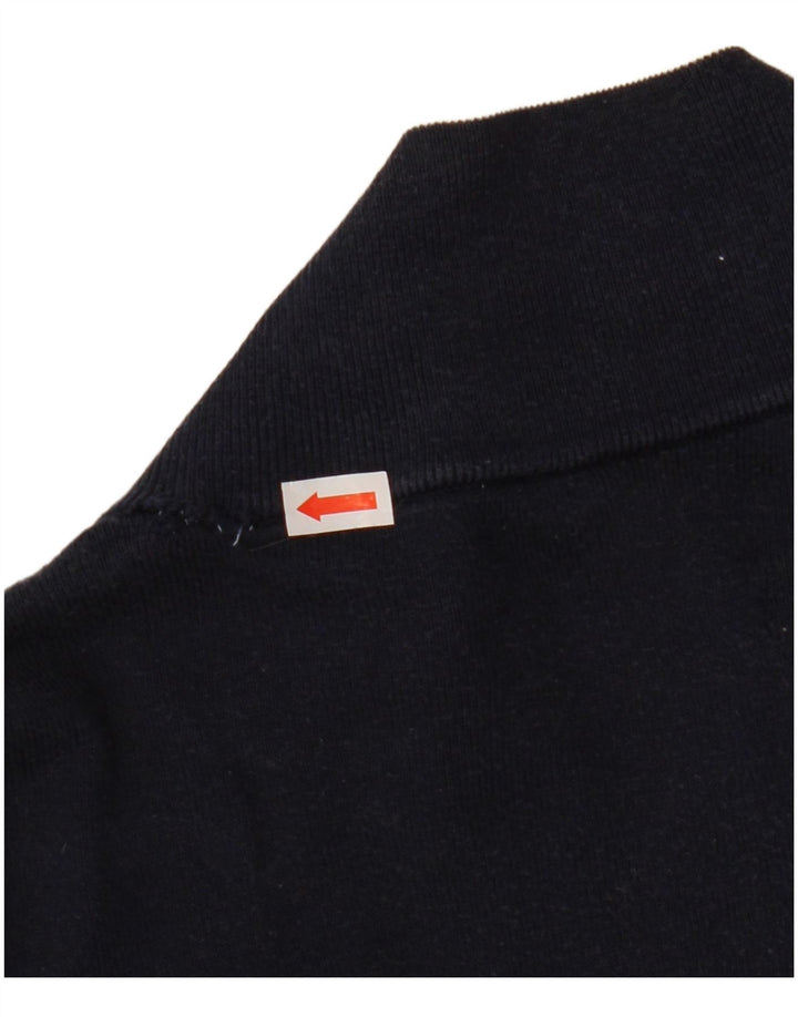 Gant Mens Zip Neck Jumper Sweater Medium Navy Blue Cotton