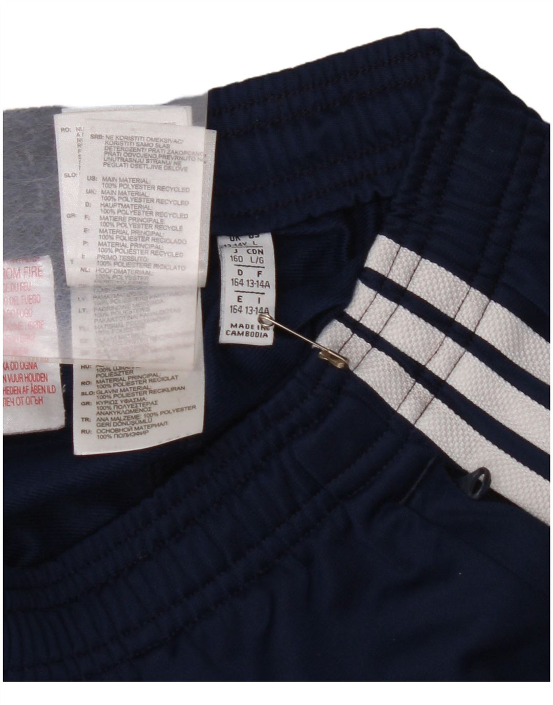 ADIDAS Boys Tracksuit Trousers Joggers 13-14 Years  Navy Blue Polyester