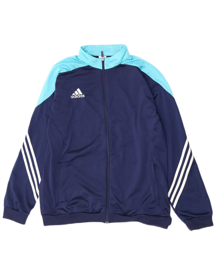 Adidas Mens Tracksuit Top Jacket XL Navy Blue Colourblock Polyester