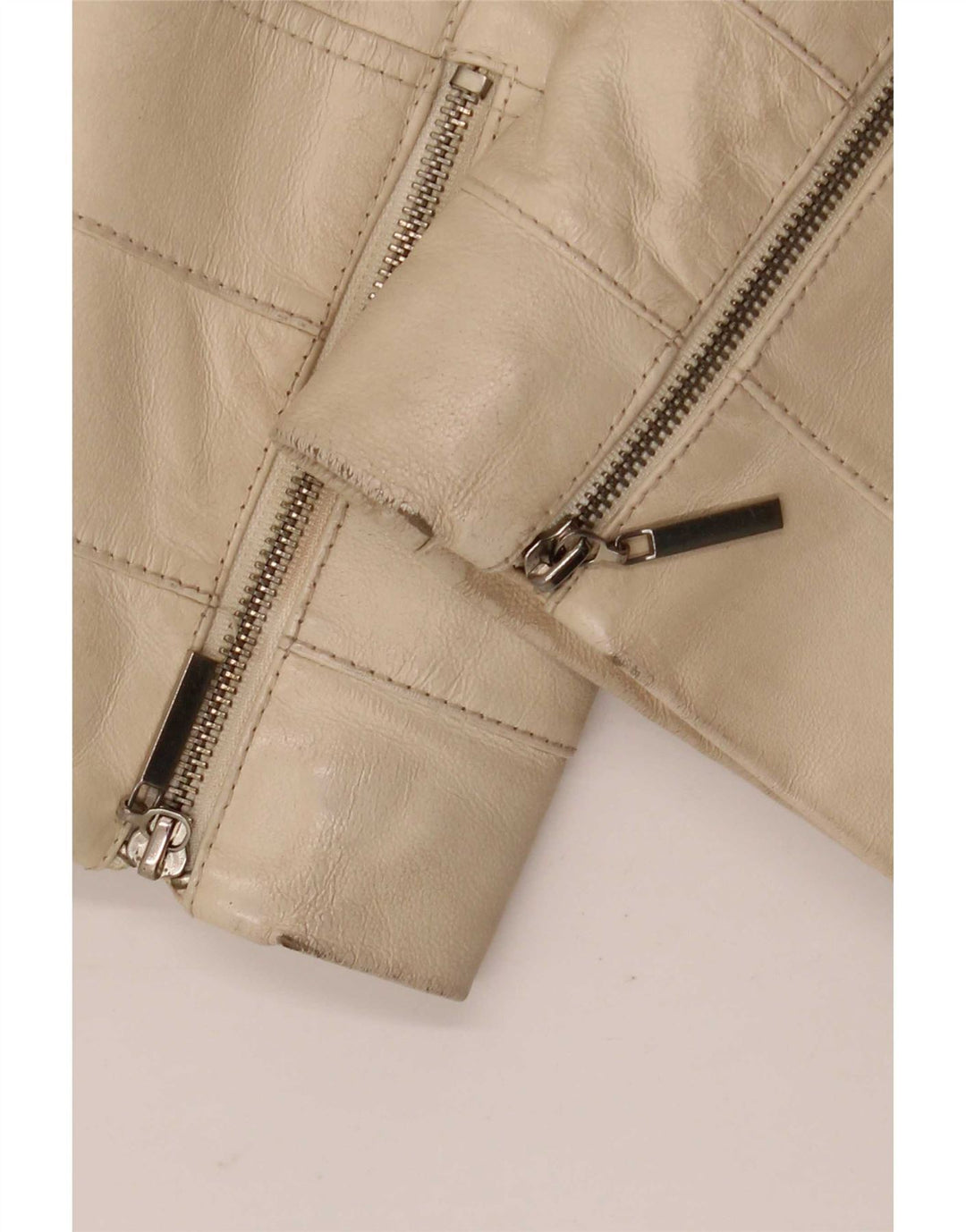 Conbipel Womens Leather Jacket IT 42 Medium Beige