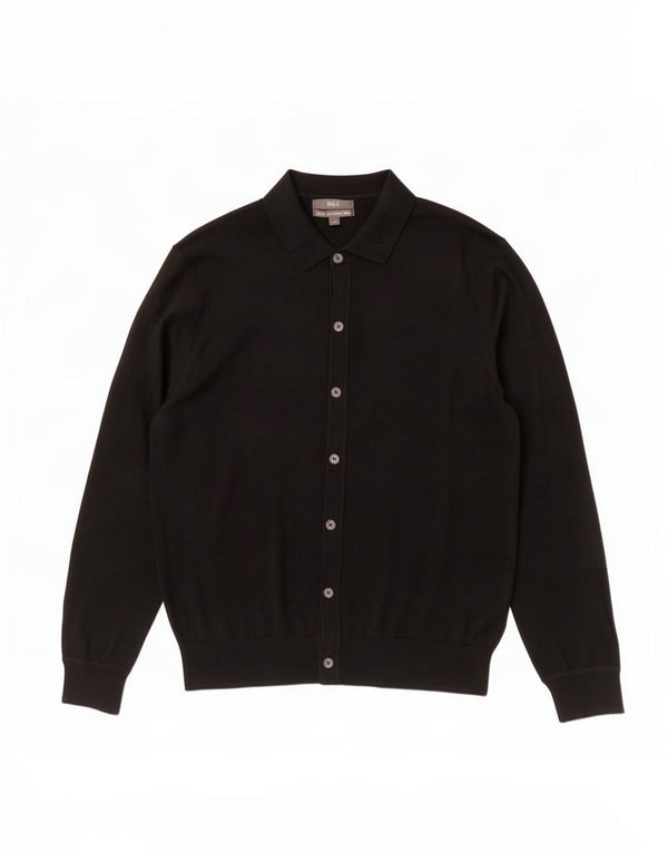 Marks & Spencer Mens Cardigan Sweater Large Black Merino Wool