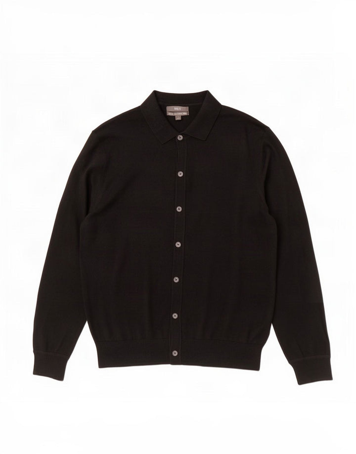 Marks & Spencer Mens Cardigan Sweater Large Black Merino Wool