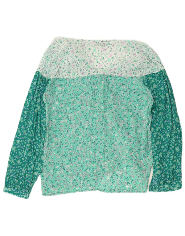 Zara Womens Shirt Blouse UK 14 Large Green Floral Viscose