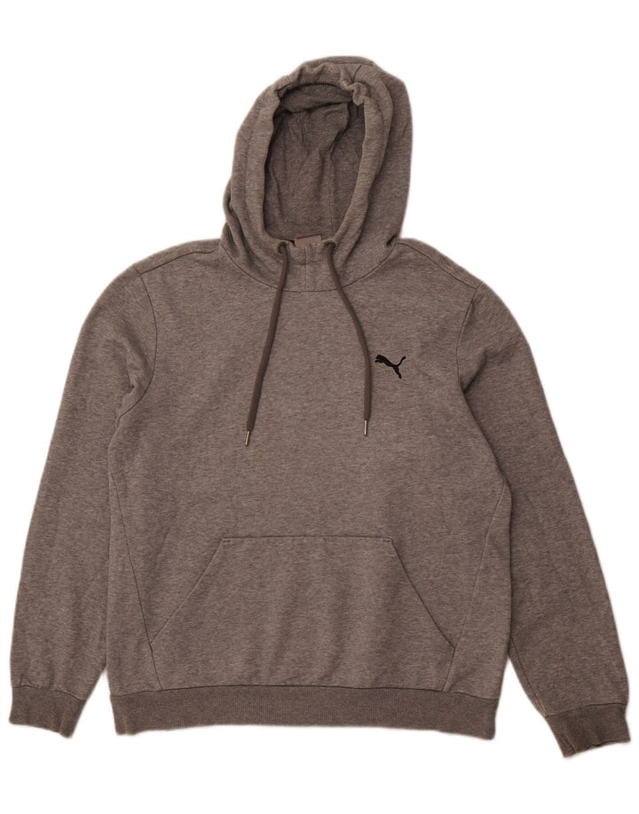 PUMA Mens Hoodie Jumper Medium Grey Cotton