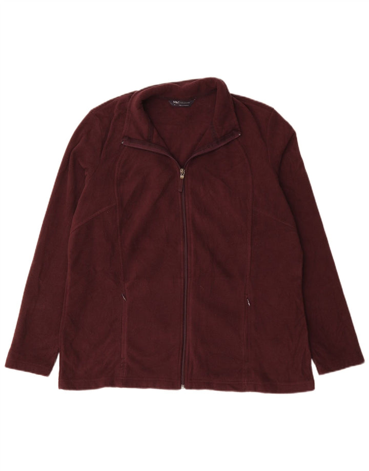 Marks & Spencer Womens Oversized Fleece Jacket UK 18 XL Burgundy Polyester