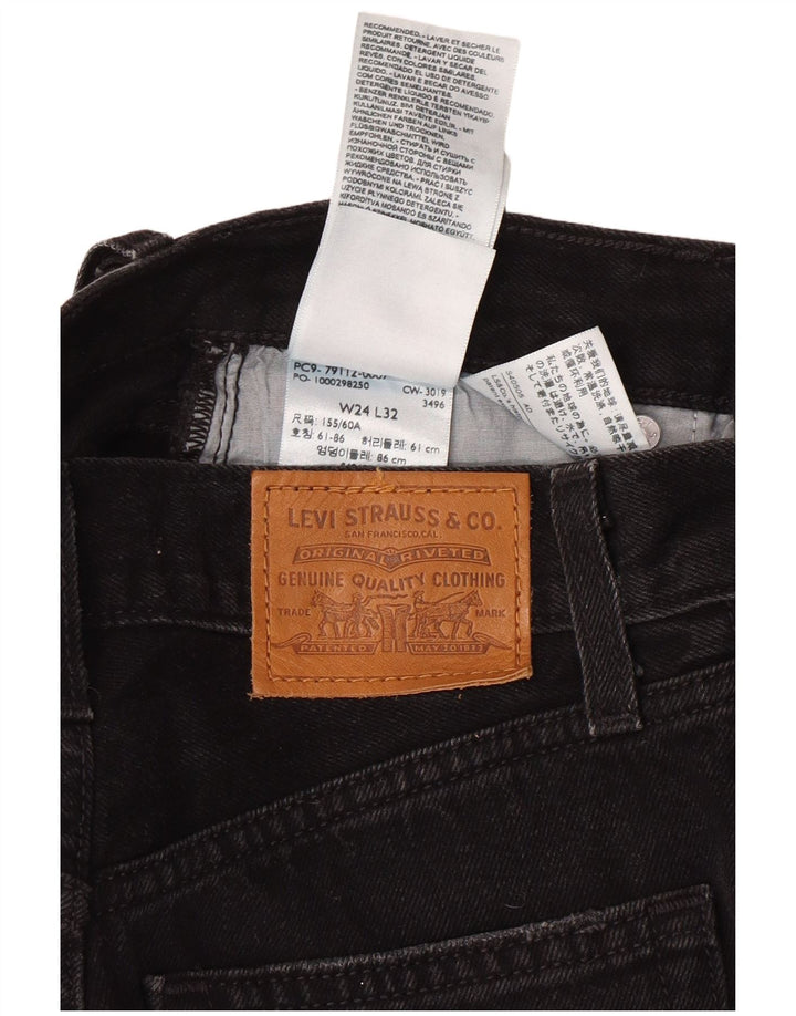 Levi's Womens High Waist Wide Leg Jeans W24 L32 Black Cotton Classic