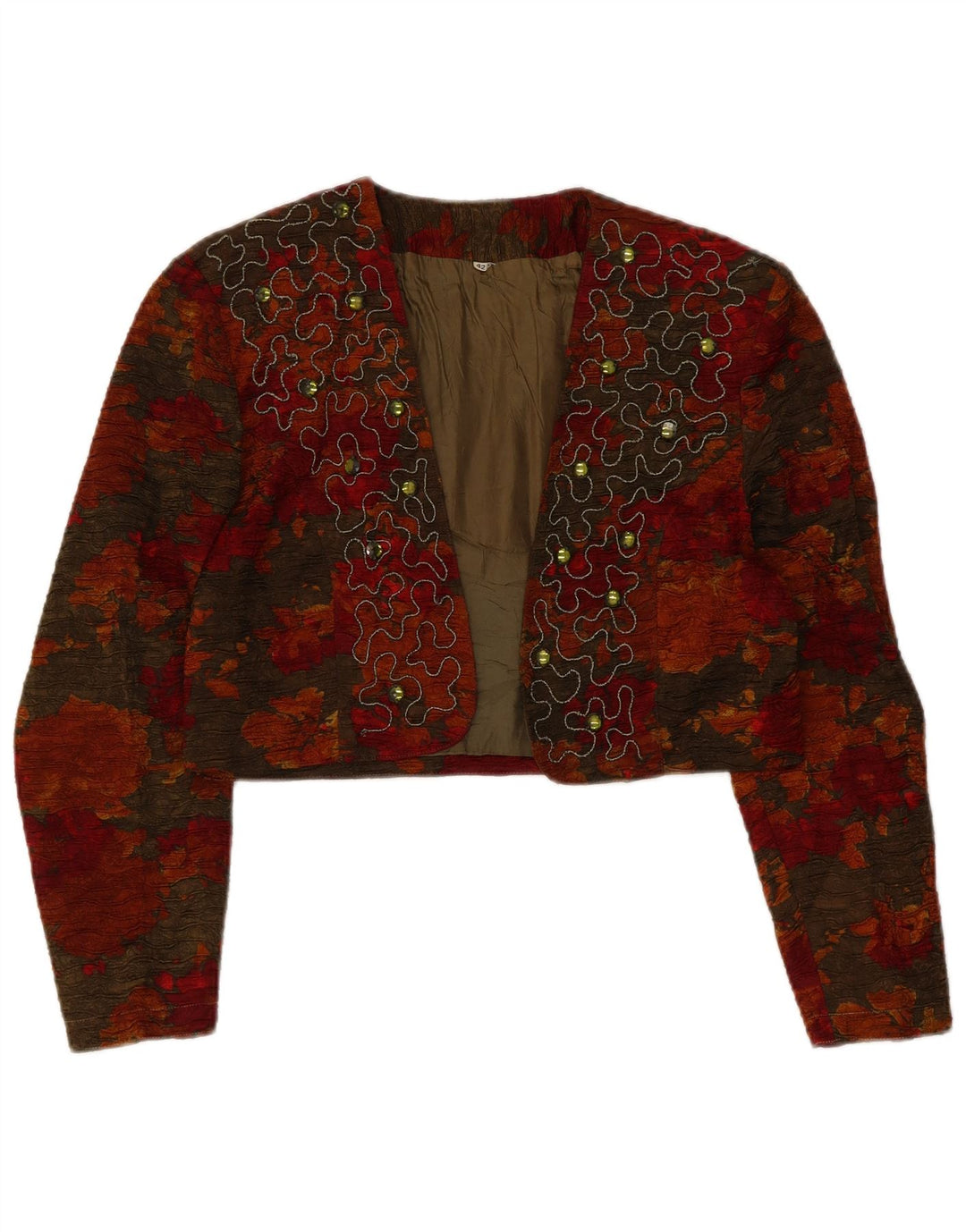 Vintage Womens Bolero Jacket IT 42 Medium Multicoloured Floral Viscose