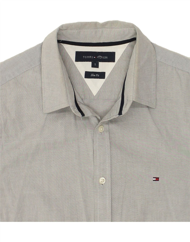 TOMMY HILFIGER Mens Slim Fit Shirt Small Grey Cotton | Vintage Tommy Hilfiger | Thrift | Second-Hand Tommy Hilfiger | Used Clothing | Messina Hembry 