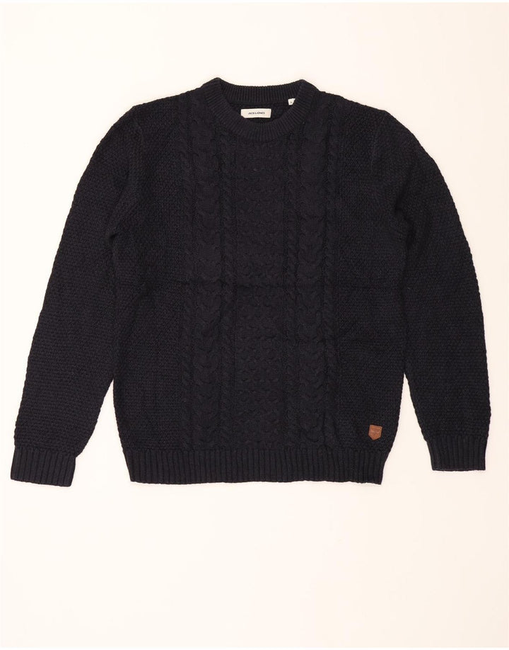 JACK & JONES Mens Crew Neck Jumper Sweater Large Navy Blue Acrylic Vintage Jack & Jones and Second-Hand Jack & Jones from Messina Hembry 