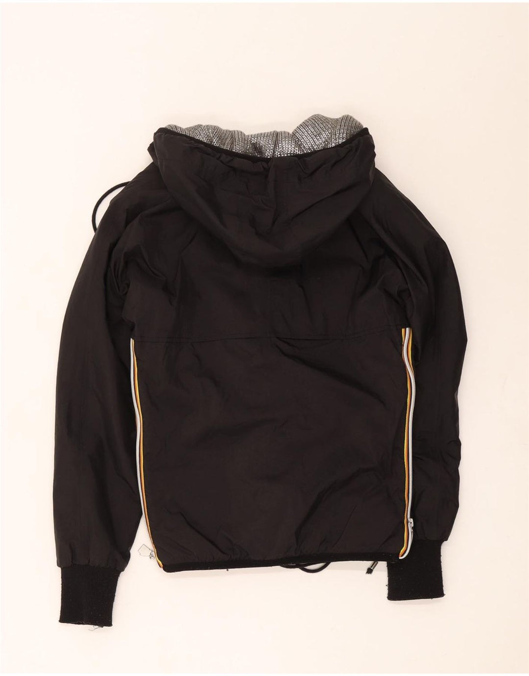 K-Way Girls Hooded Windbreaker Coat 8-9 Years Black Polyester