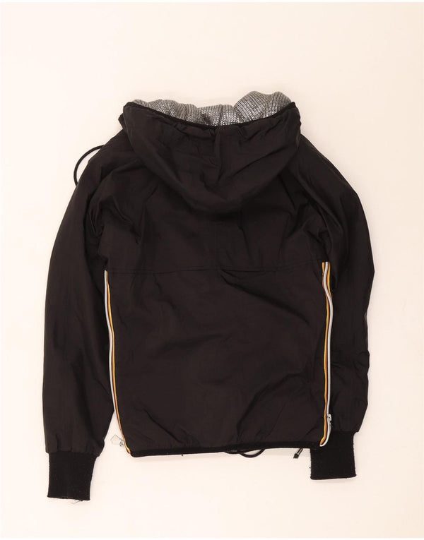 K-Way Girls Hooded Windbreaker Coat 8-9 Years Black Polyester