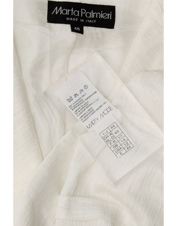 MARTA PALMIERI Womens 3/4 Sleeve 1 Button Blazer Jacket UK 14 Large White
