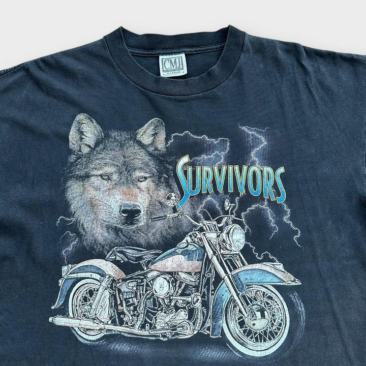 Vintage single stitch biker graphic tee - XL