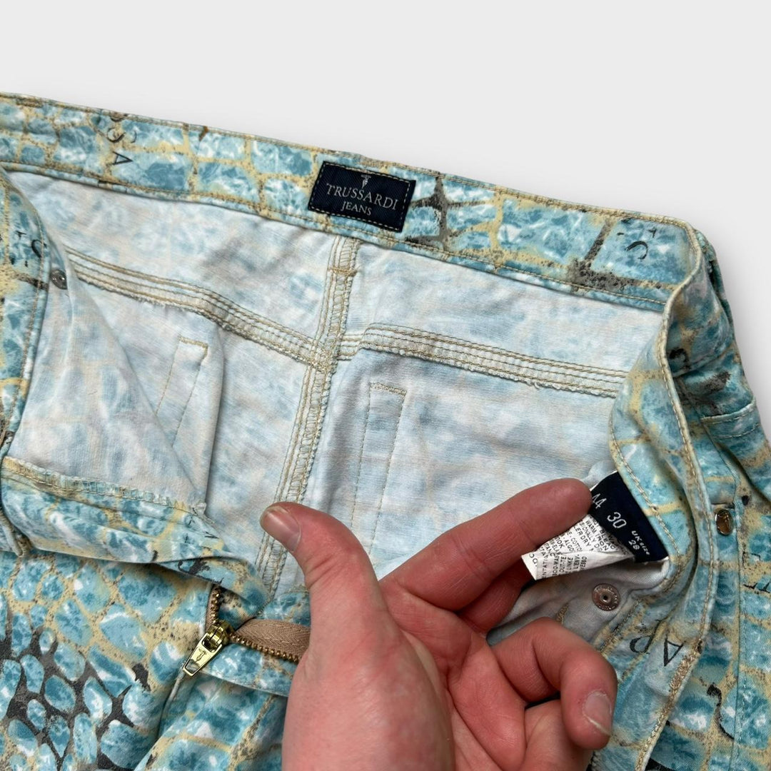 Vintage Trussardi crocodile print trousers