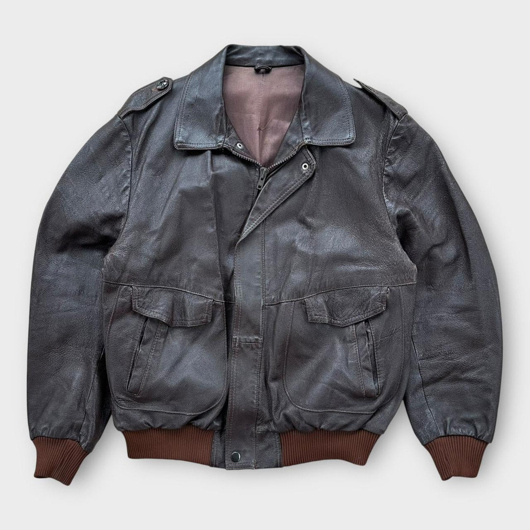 Vintage leather flight jacket - large