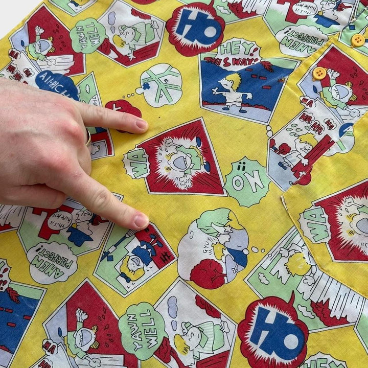 80s cartoon print polo - medium