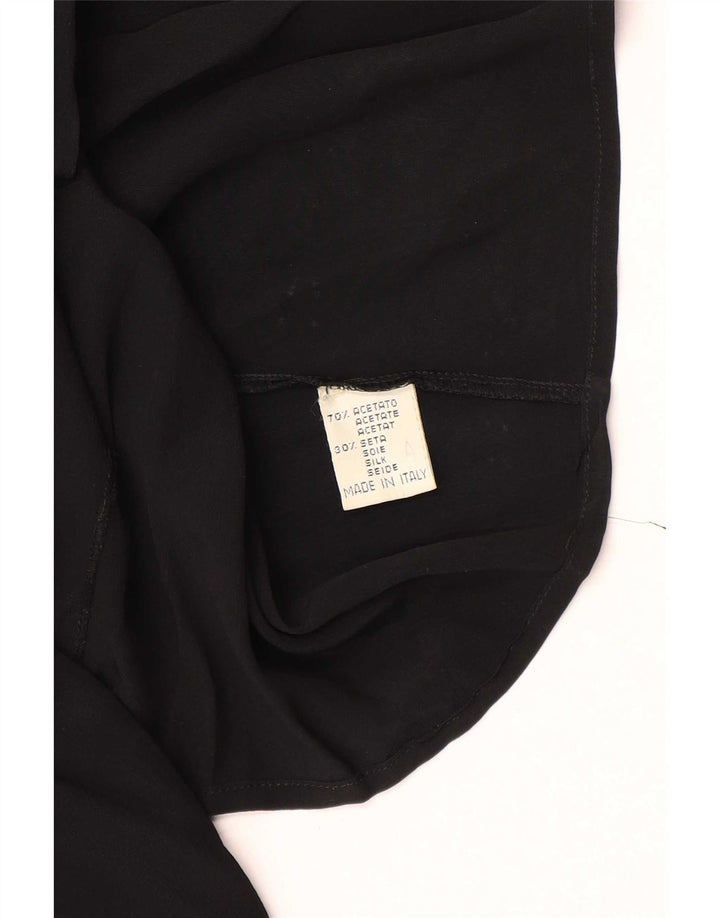 Vintage Womens Shirt Blouse UK 12 Medium Black Acetate