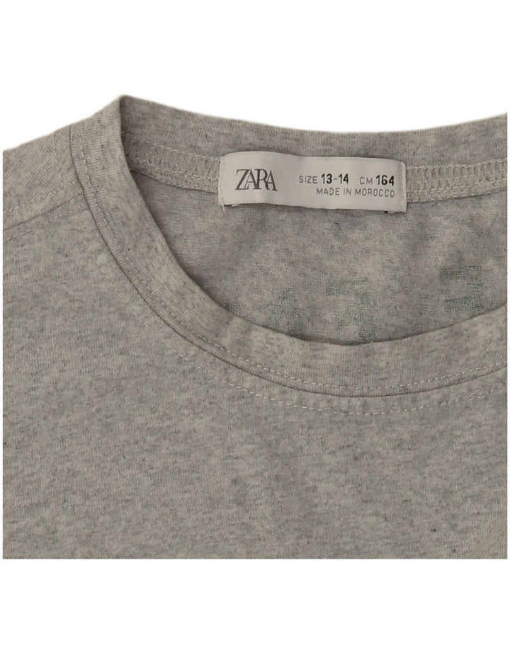 Zara Boys Graphic T-Shirt Top 13-14 Years Grey Flecked