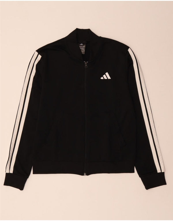ADIDAS Womens Tracksuit Top Jacket UK 8/10 Small Black Polyester