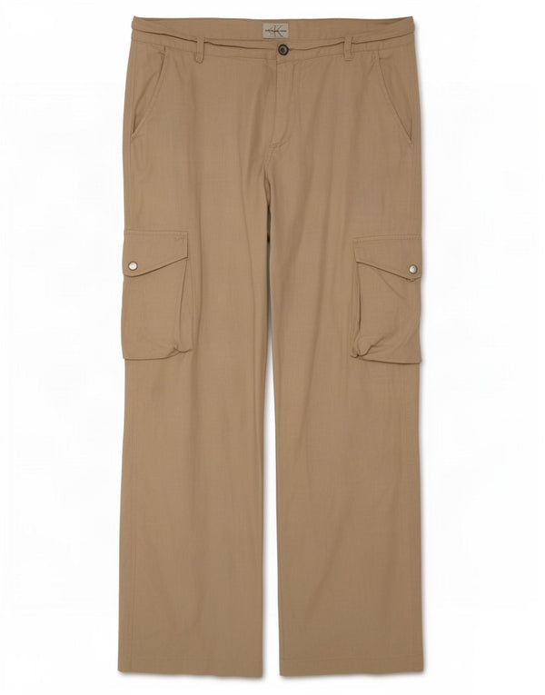Calvin Klein Mens Straight Cargo Trousers W32 L34 Beige Linen