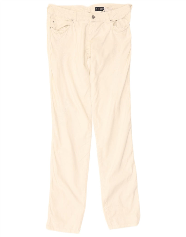 ARMANI Womens Straight Casual Trousers W28 L33 White Cotton