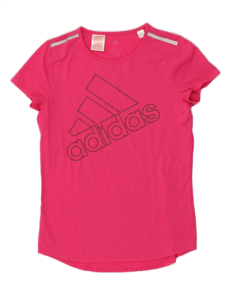 ADIDAS Girls Climalite Graphic T-Shirt Top 13-14 Years Large Pink | Vintage Adidas | Thrift | Second-Hand Adidas | Used Clothing | Messina Hembry 