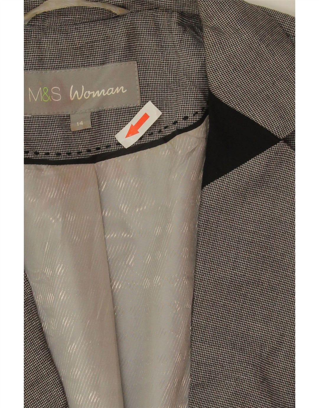 Marks & Spencer Womens Crop Blazer Jacket UK 14 Large Grey Colourblock