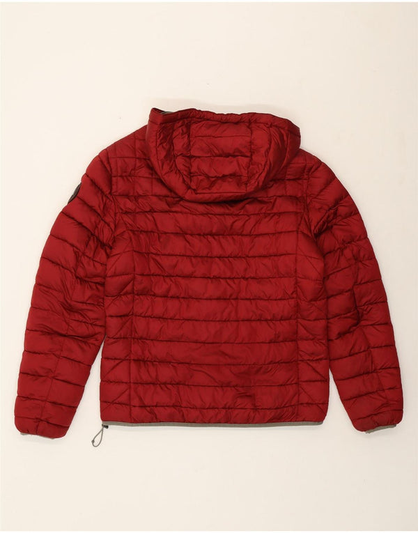 Napapijri Mens Hooded Padded Jacket UK 40 Large Burgundy Polyamide