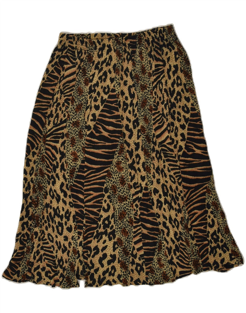 VINTAGE Womens A-Line Skirt IT 46 Large W32  Brown Animal Print Cotton | Vintage Vintage | Thrift | Second-Hand Vintage | Used Clothing | Messina Hembry 