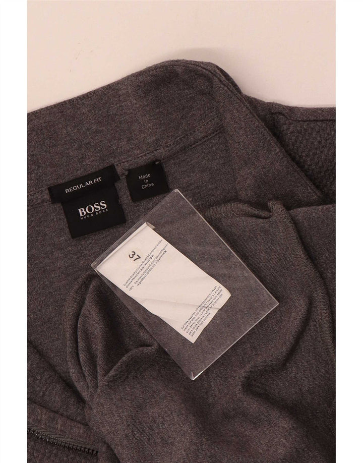 Hugo Boss Mens Zip Neck Regular Fit Sweatshirt Jumper 2XL Grey Cotton