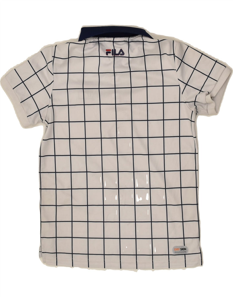 FILA Boys Polo Shirt 9-10 Years White Check Polyester | Vintage Fila | Thrift | Second-Hand Fila | Used Clothing | Messina Hembry 