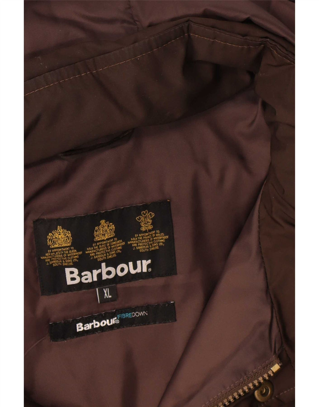 Barbour Mens Hooded Padded Jacket UK 42 XL Brown