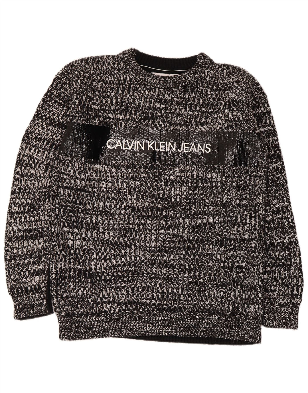 Calvin Klein Jeans Mens Crew Neck Jumper Sweater Medium Grey Flecked