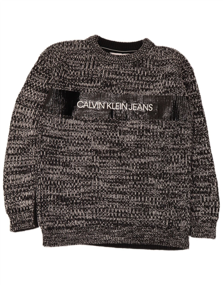 Calvin Klein Jeans Mens Crew Neck Jumper Sweater Medium Grey Flecked