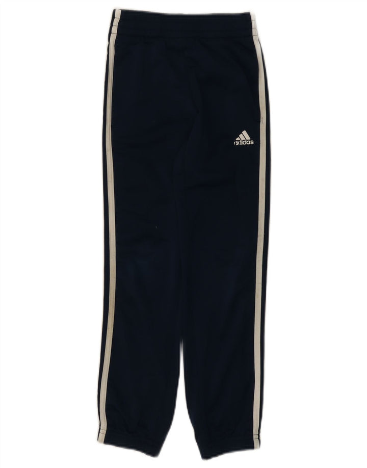 Adidas Boys Tracksuit Trousers Joggers 7-8 Years Navy Blue Polyester