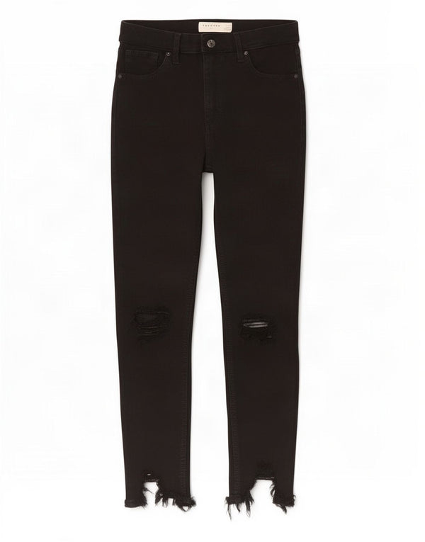 Topshop Womens Jamie Distressed Skinny Jeans W30 L24 Black Cotton