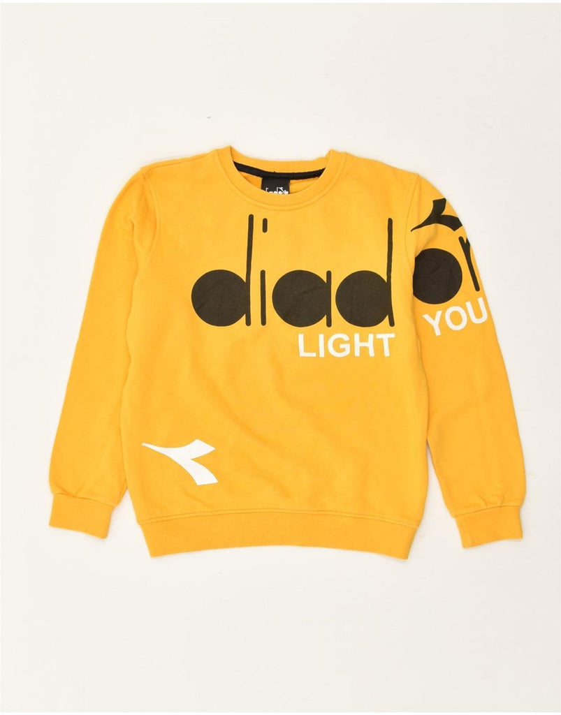 DIADORA Boys Graphic Sweatshirt Jumper 9-10 Years Yellow Cotton | Vintage Diadora | Thrift | Second-Hand Diadora | Used Clothing | Messina Hembry 