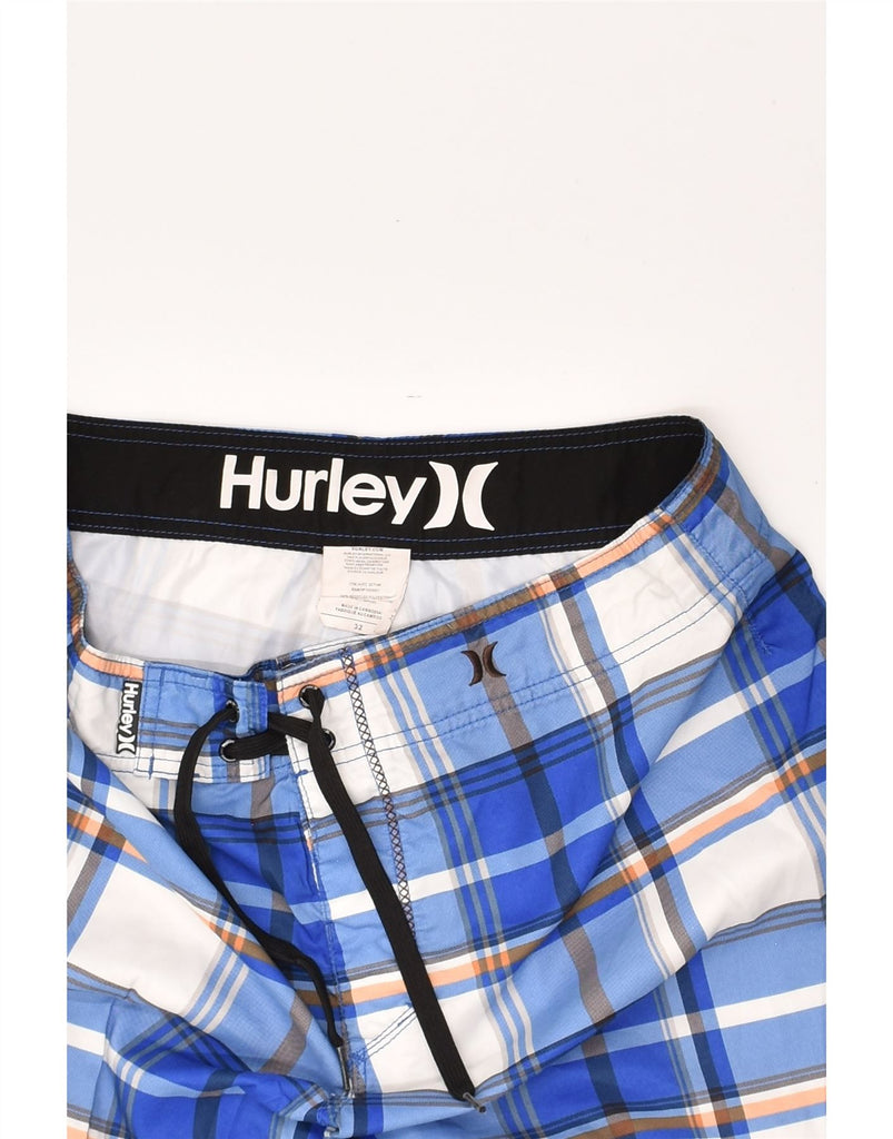 HURLEY Mens Swimming Shorts Medium Blue Check Polyester | Vintage Hurley | Thrift | Second-Hand Hurley | Used Clothing | Messina Hembry 