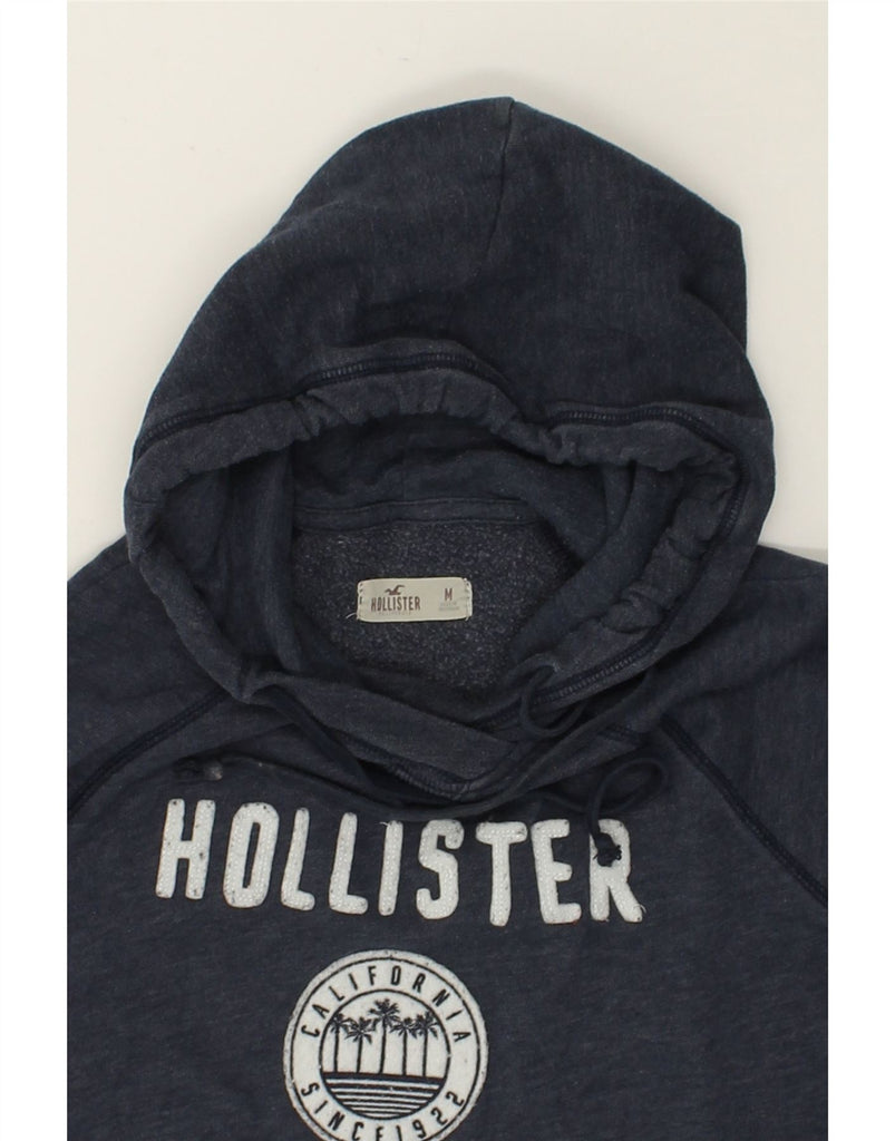 HOLLISTER Womens Graphic Hoodie Jumper UK 14 Medium Navy Blue Cotton | Vintage Hollister | Thrift | Second-Hand Hollister | Used Clothing | Messina Hembry 