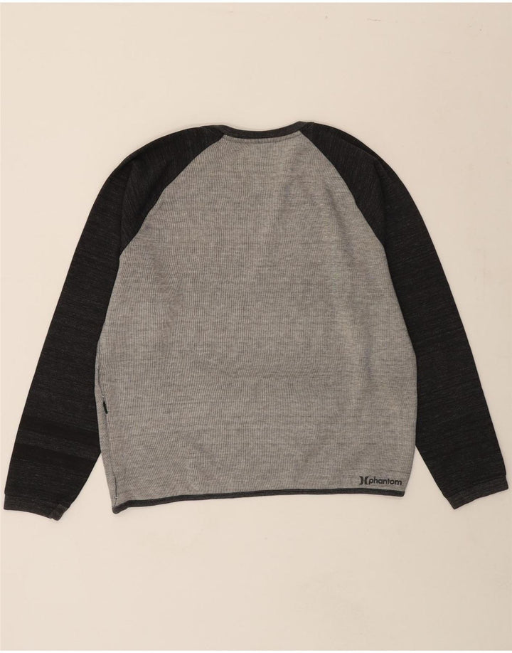 HURLEY Mens Sweatshirt Jumper Medium Grey Colourblock Cotton Vintage Hurley and Second-Hand Hurley from Messina Hembry 