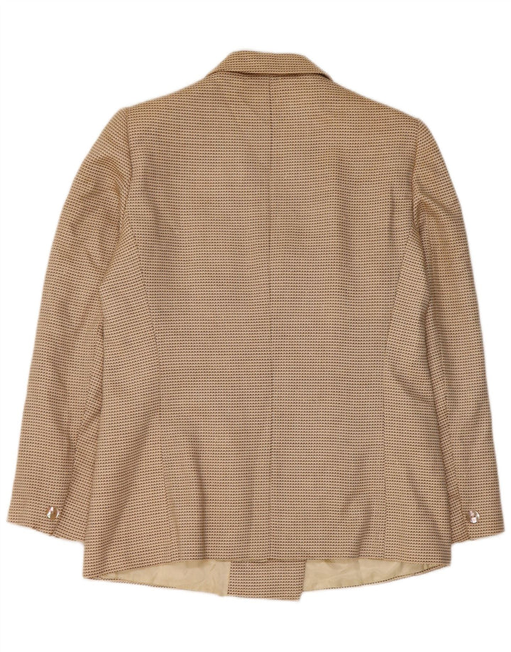 Max Mara Womens Double Breasted Blazer Jacket UK 16 Large Beige Geometric