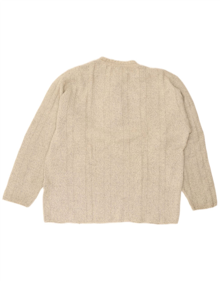 Foxhound Mens Crew Neck Jumper Sweater XL Beige Wool