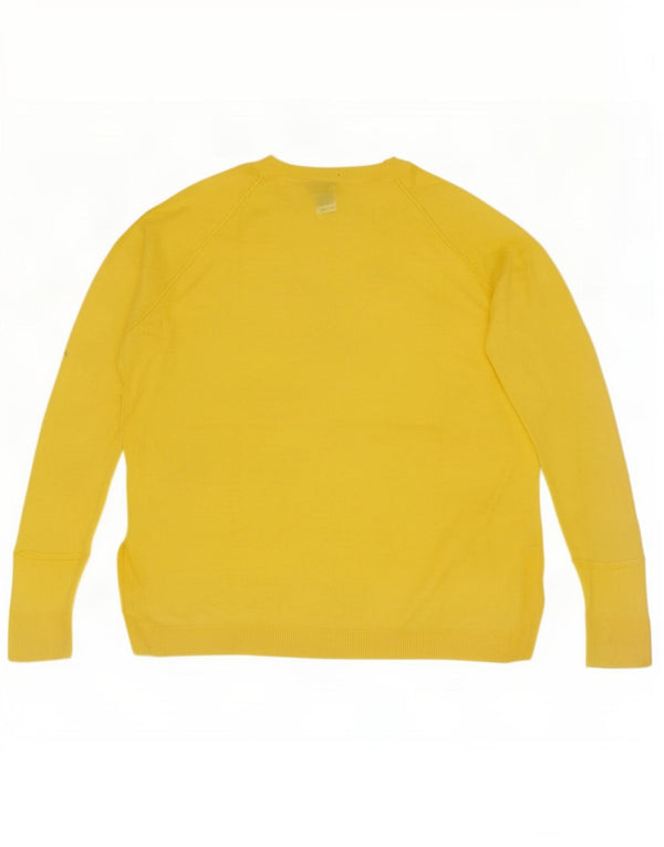Topshop Womens Oversized Crew Neck Jumper Sweater UK 8 Small Yellow Viscose