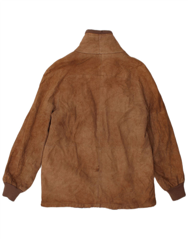 Vintage Mens Shearling Jacket UK 38 Medium Brown Leather