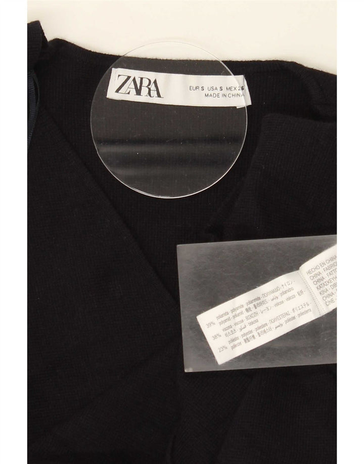 Zara Womens Cardigan Sweater UK 10 Small Black Polyamide
