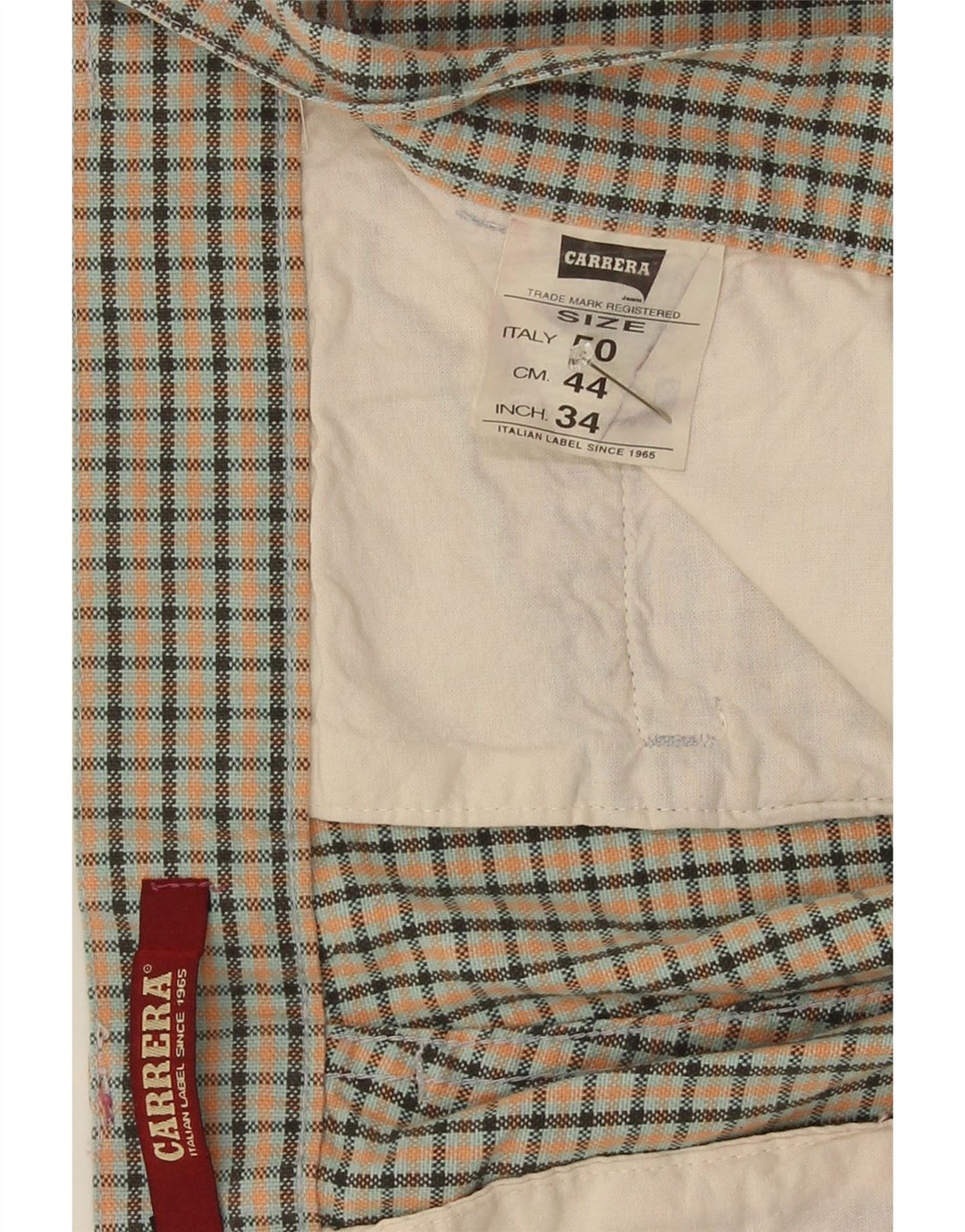 Carrera Mens Chino Shorts IT 50 Large W34  Multicoloured Check Cotton