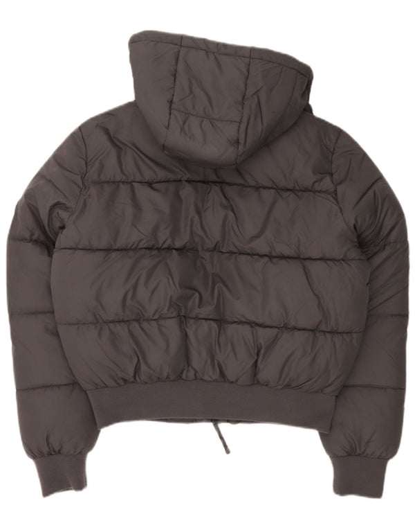 HOLLISTER Womens Hooded Oversized Padded Jacket UK 10 Small Grey Polyester