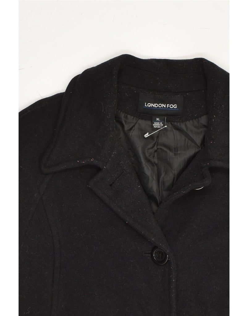 LONDON FOG Womens Overcoat UK 18 XL Black Wool | Vintage London Fog | Thrift | Second-Hand London Fog | Used Clothing | Messina Hembry 