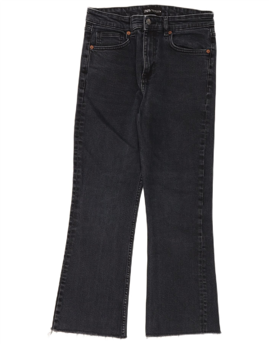 Zara Womens Cropped Jeans EU 40 Medium W30 L25 Navy Blue Cotton